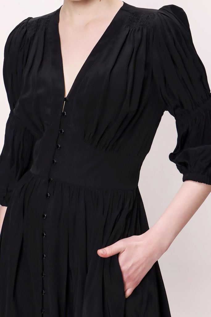 Black Pleated long dress 92960