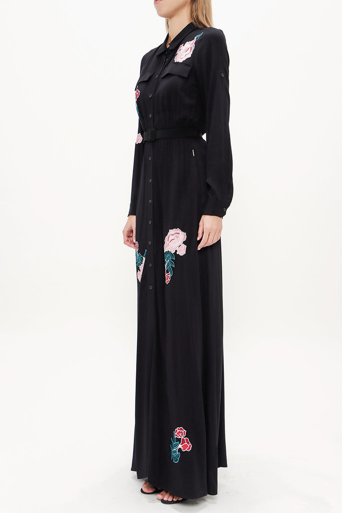 Black Embroidered maxi dress 92432