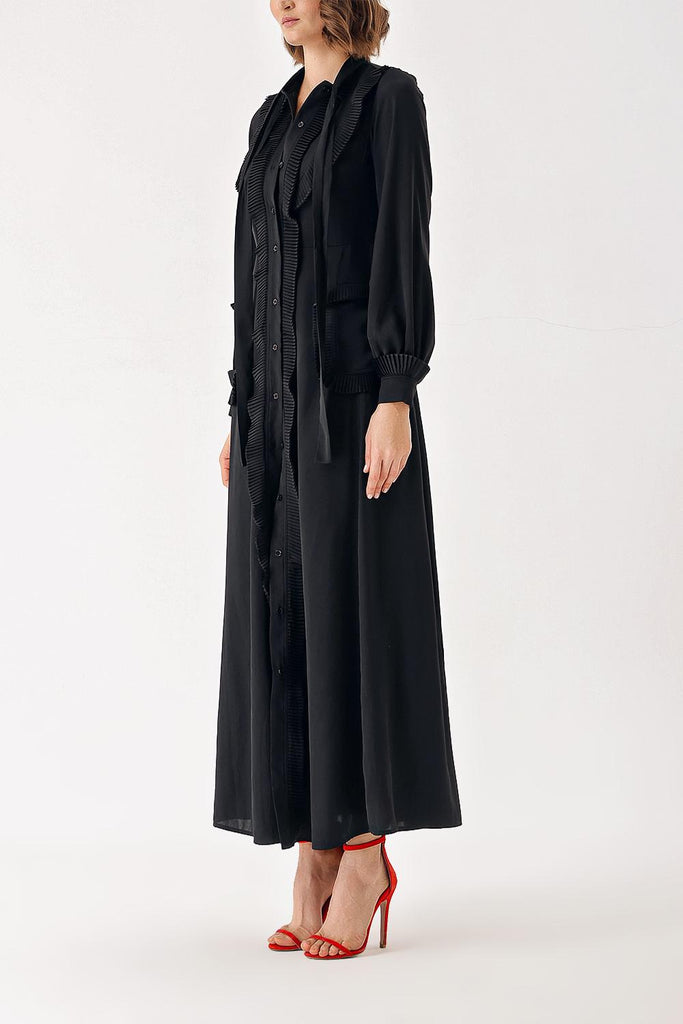 Black Tie-neck long dress 94402