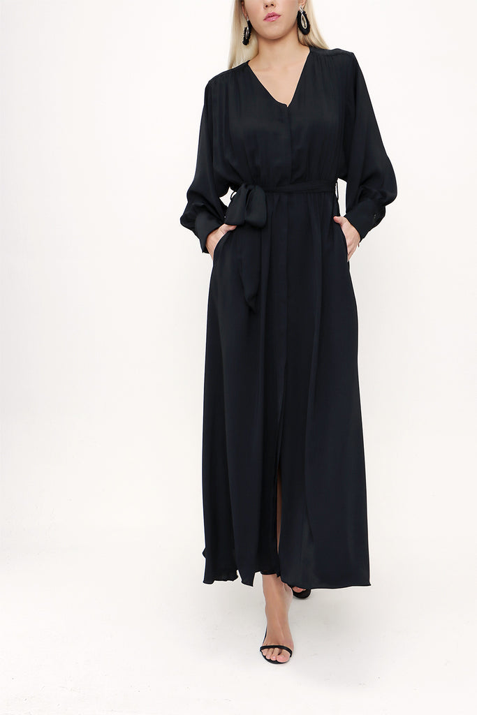 Black Elastic waist shirt dress 93553