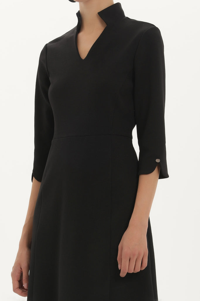 Black V-neck, elastic mini dress 91903