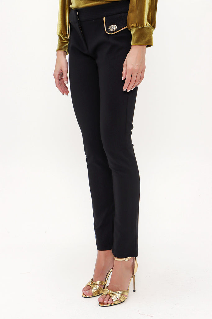 Black Slim fit cotton pants 40751