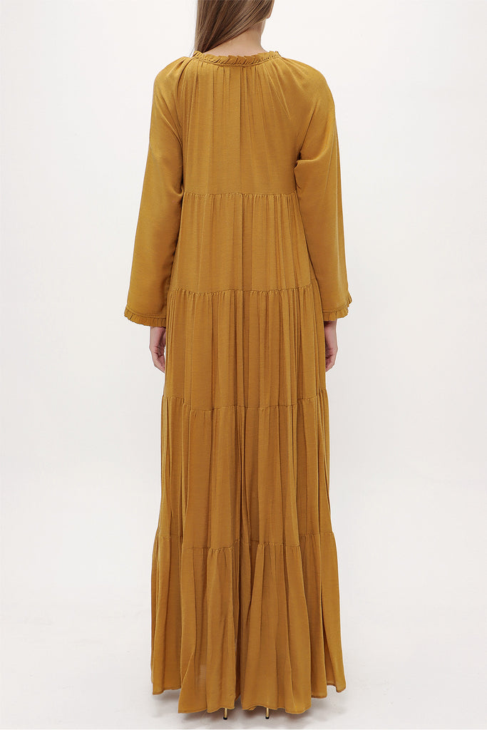 Yellow Wide cut Pleated maxi dress  93742