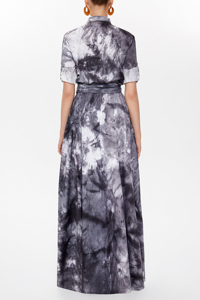 Black Pleated gabardine maxi dress 92515