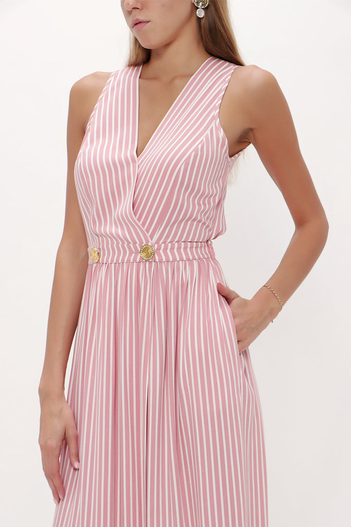 Red Wrap-over sleeveless maxi dress 92381