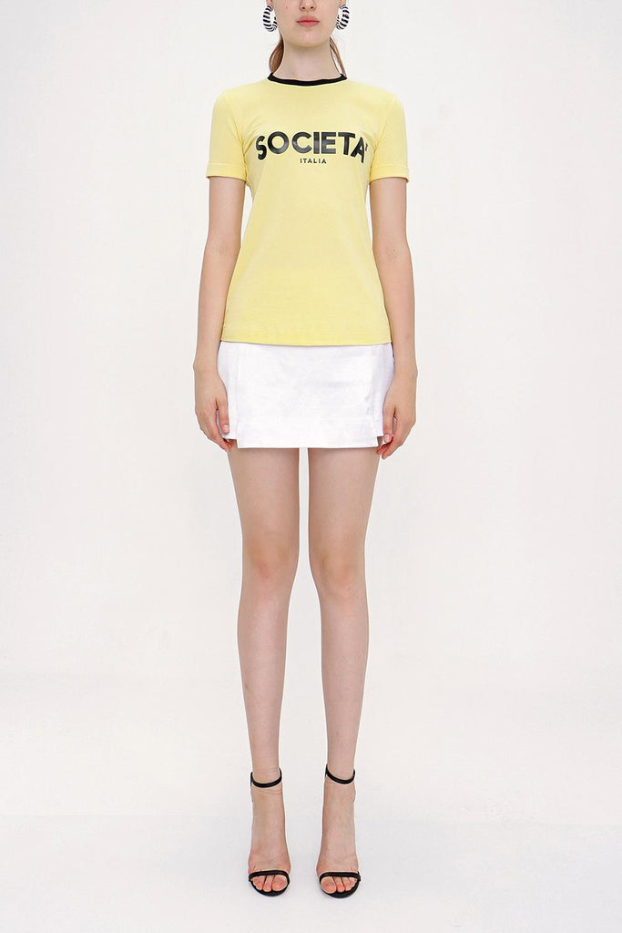 Yellow Printed short sleeve t-shirt 19831