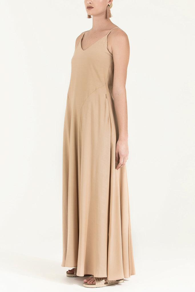 Askılı Desenli Uzun Elbise 92256