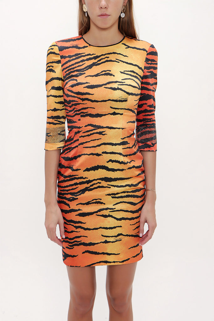 Red Printed satin mini dress 91369