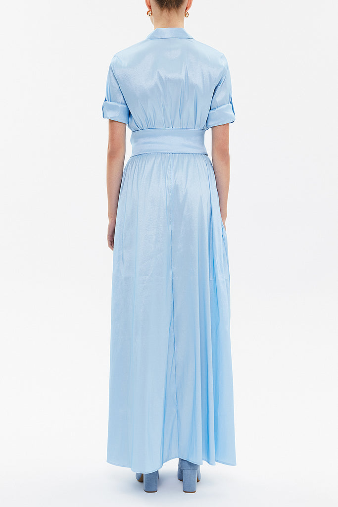 Blue Pleated detail maxi dress 93131