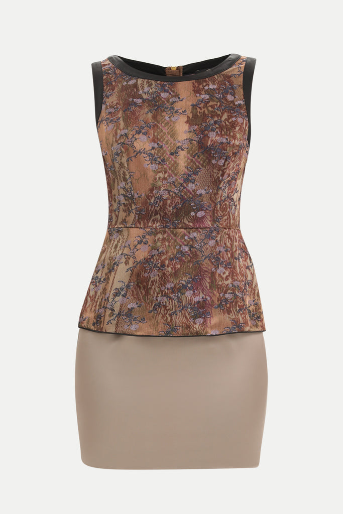 Beige Patterned mini dress 91106