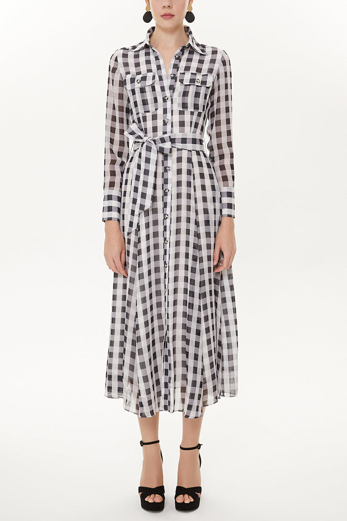 Black Button and Belted  Maxi dress   92758