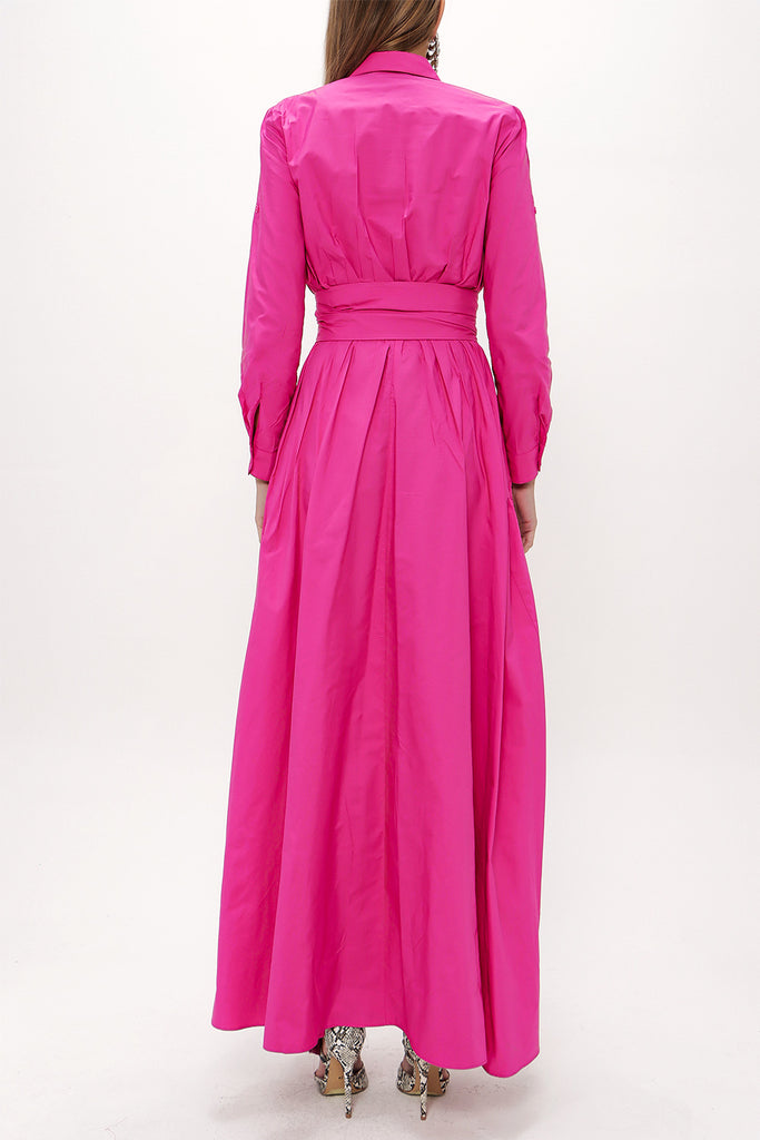 Fuchsia Pleated detail maxi dress 93131