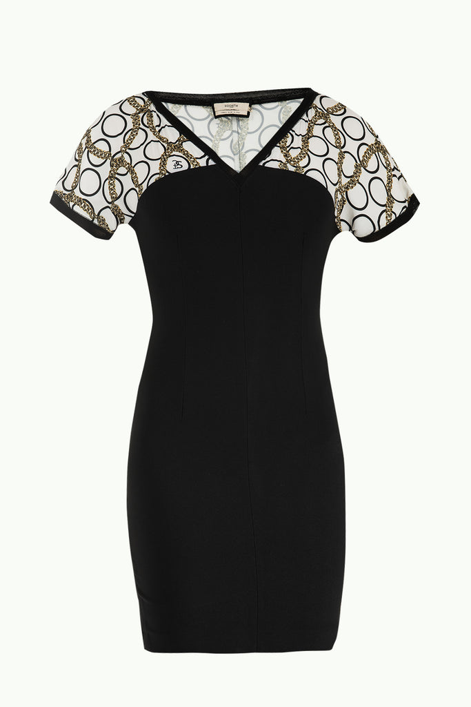 Yakası Ve Kolları Triko V Yaka Likralı Elbise Siyah 91527