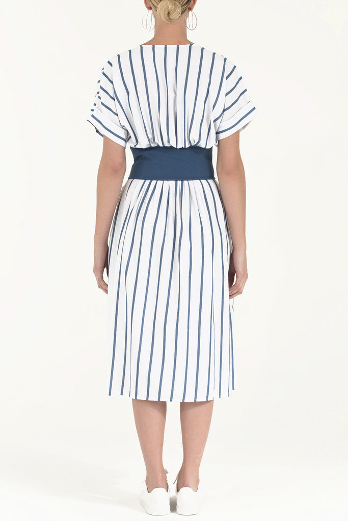 V Yaka Pamuk Midii Elbise 92087