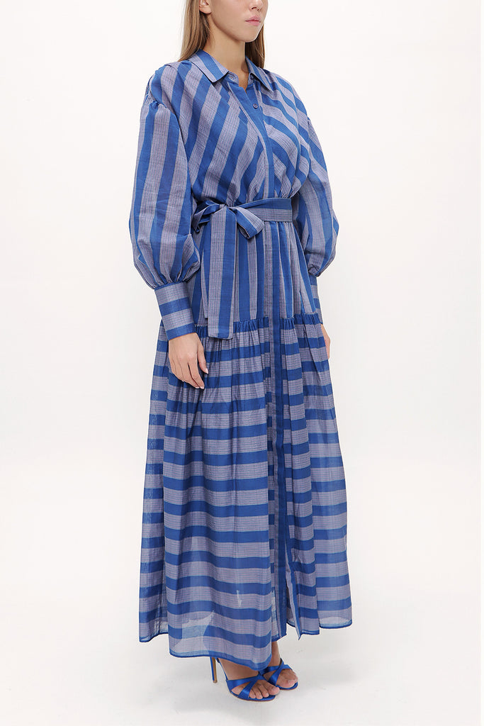 Blue Gathered maxi dress 92863