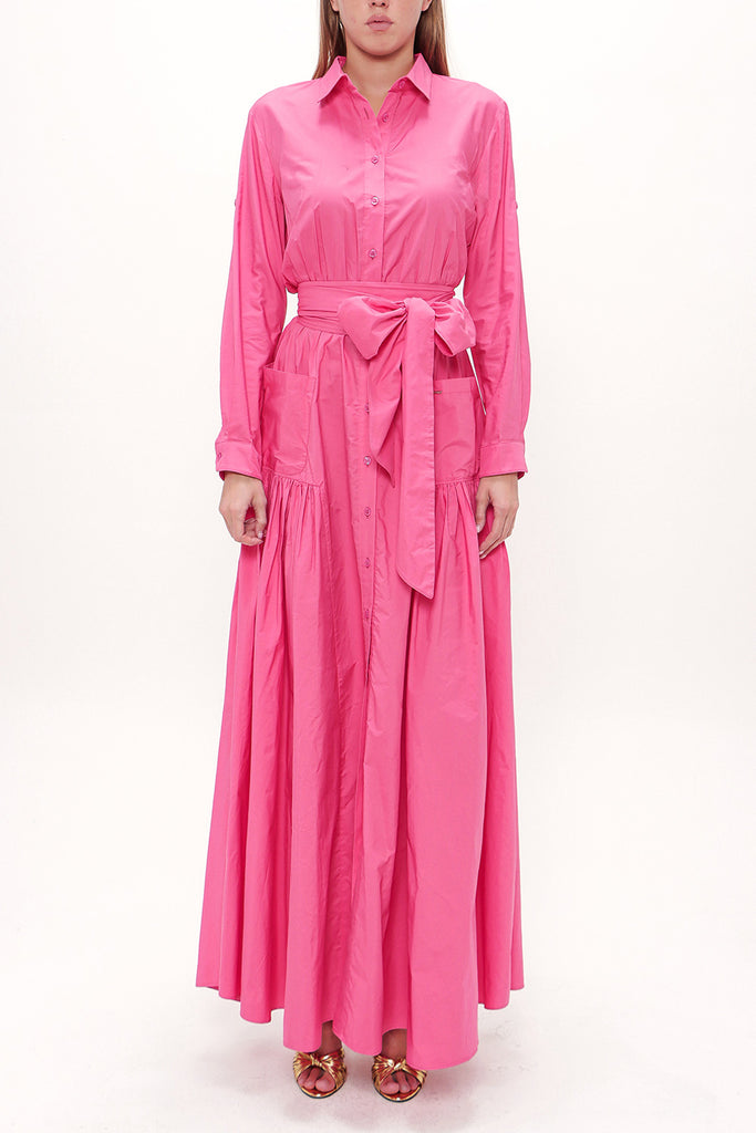 Dark Pink Pleated detail maxi dress 93131