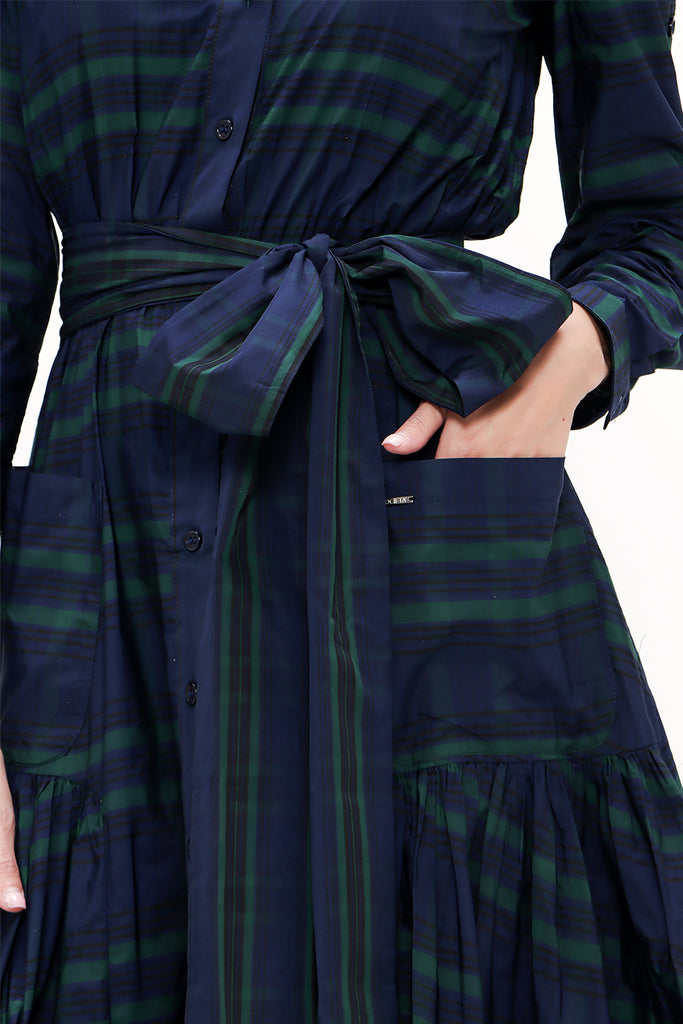 Plaid Pleated detail maxi dress 93131