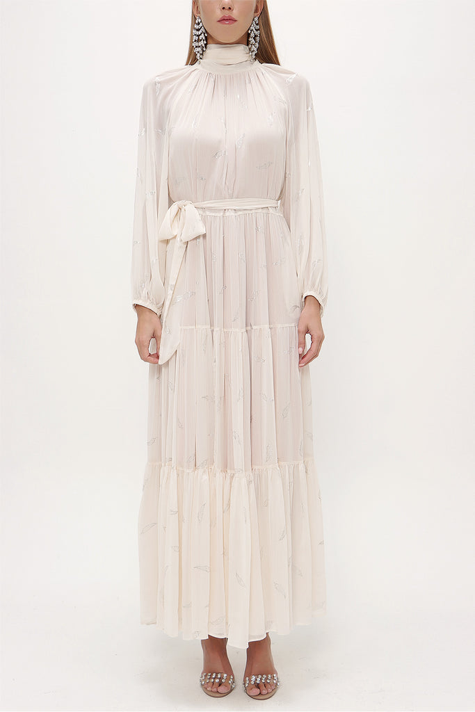 White Pleated wide cut dress 93445