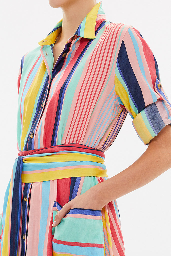 Salmon Pocket and elastic maxi dress92878