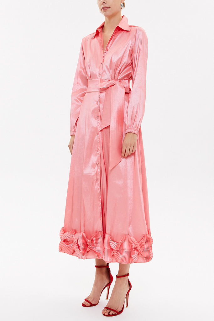 Pink Pleated skirt midi dress 92906