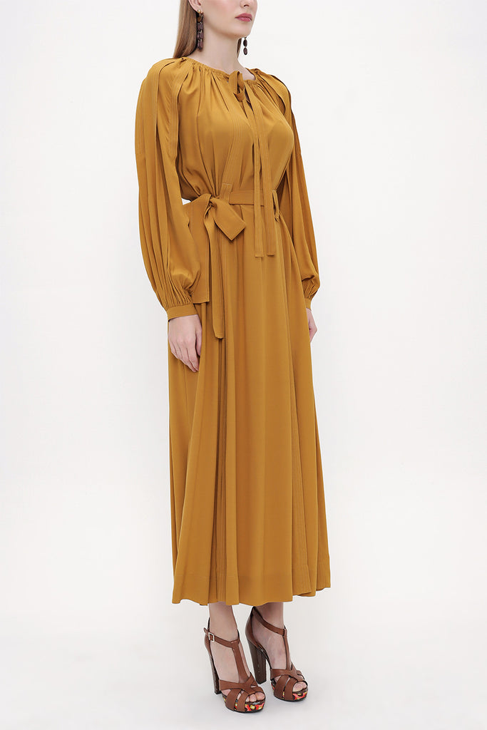 Mustard Seam detail maxi dress 93825