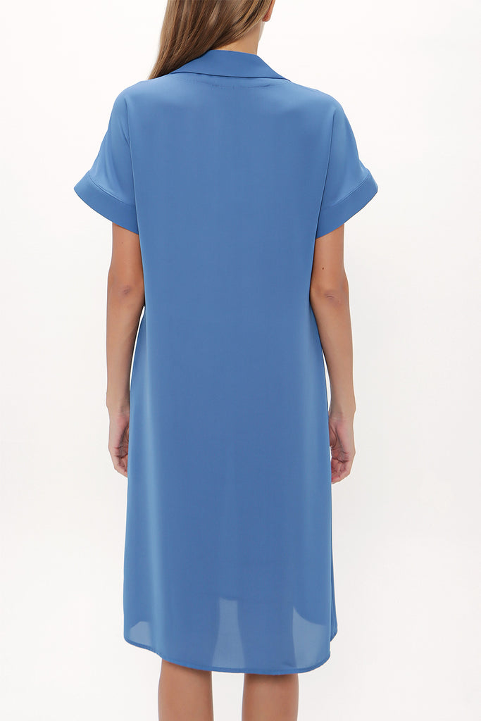 Blue Asymmetric fly midi dress 92764