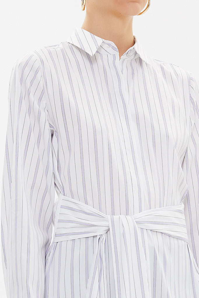 Purple Lacu up wide cut poplin shirt 10723