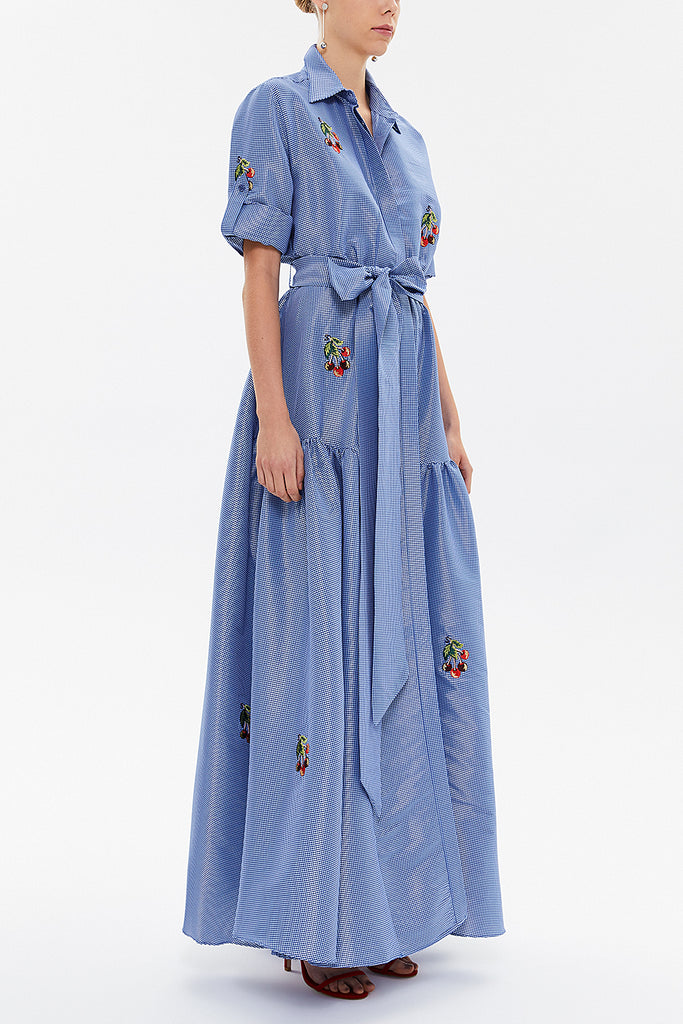 Navy Blue Embroidered maxi  dress 92866