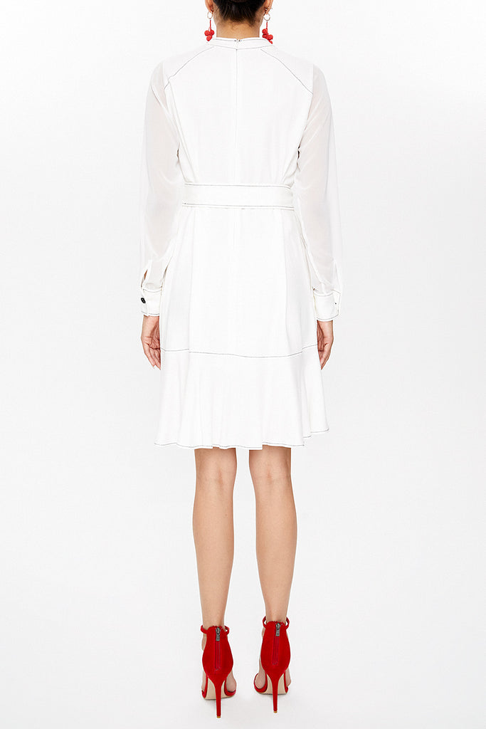 White High collar mini dress 93035