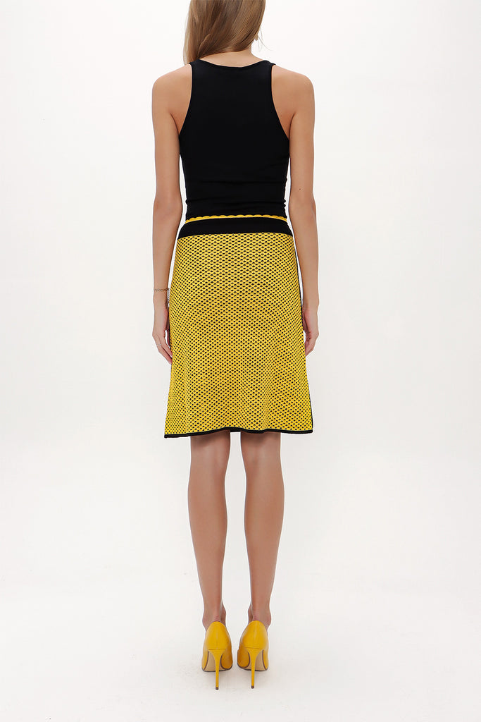 Yellow Belted  strappy  knit  dress  28036