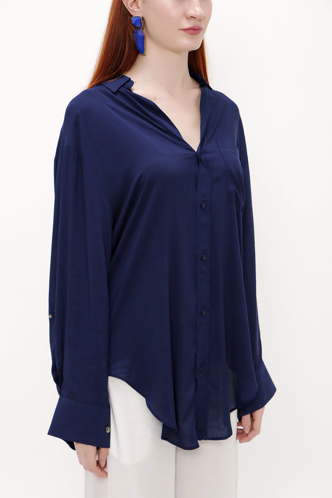 Navy Blue Wide cut shirt 10681