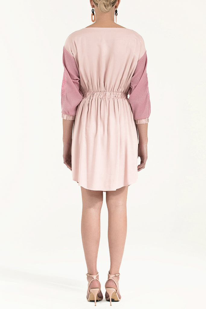 Nakışlı Beli Lastikli Viskon Mini Elbise 92096