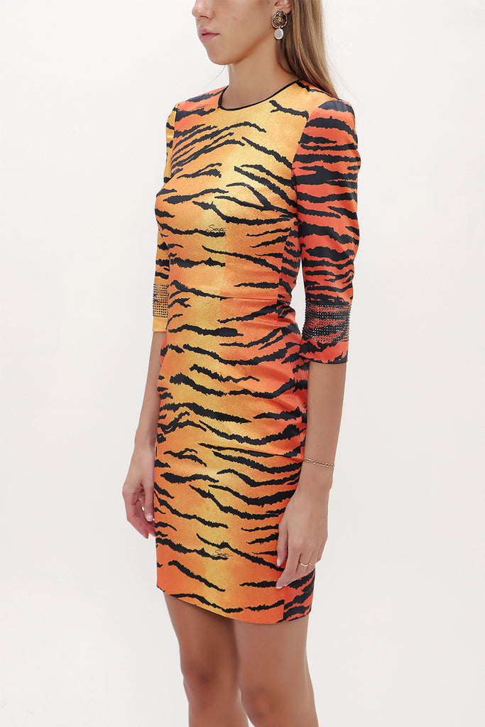 Red Printed satin mini dress 91369