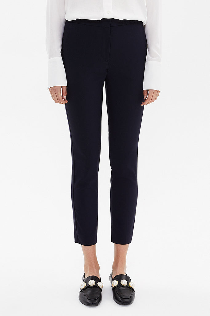 Navy Blue Five pocket trousers with elastic waist 41368