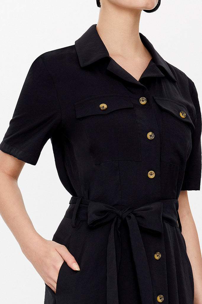 Black Short sleeve maxi  dress 92867