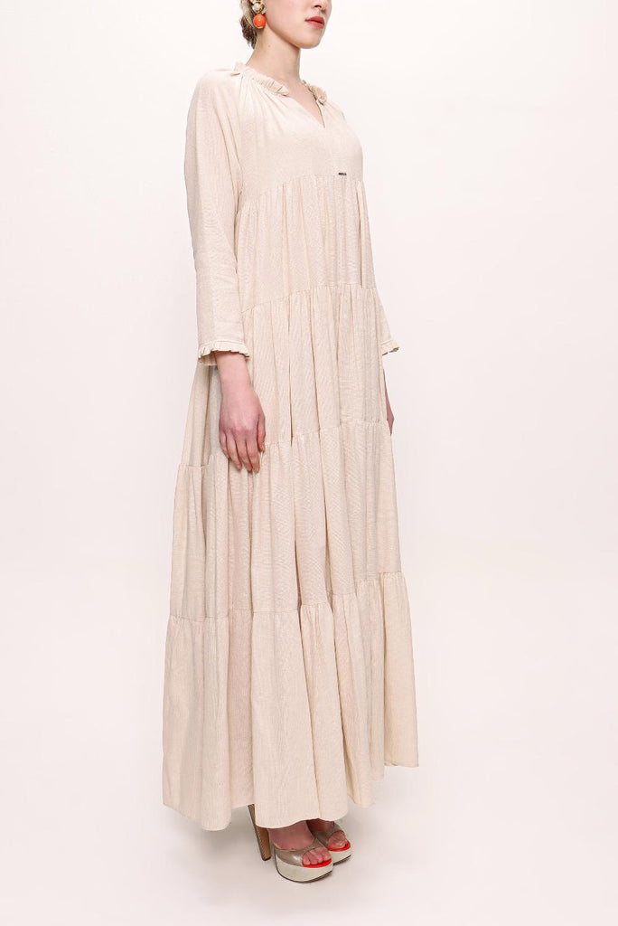 Light Brown Pleated long dress 92951