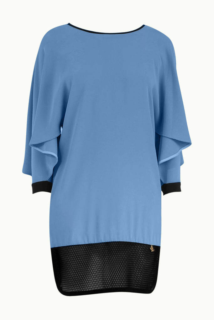 Blue Black Net fabric mix  strappy  mini dress  91436