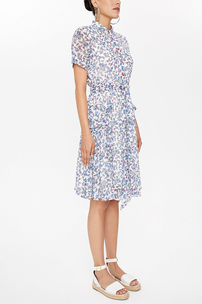 Blue Short sleeve chiffon midi dress 92782