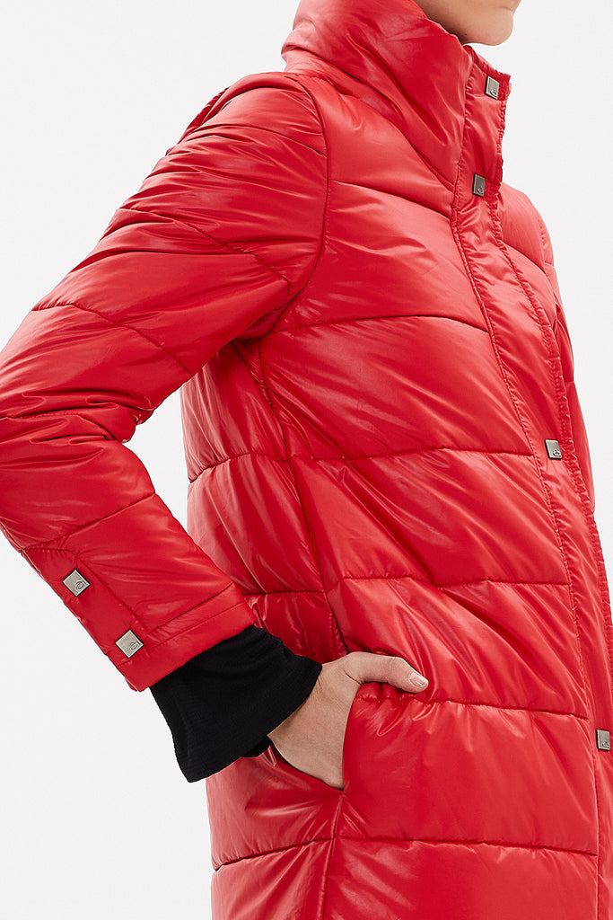 Red Wide cut hooded down jacket 30406