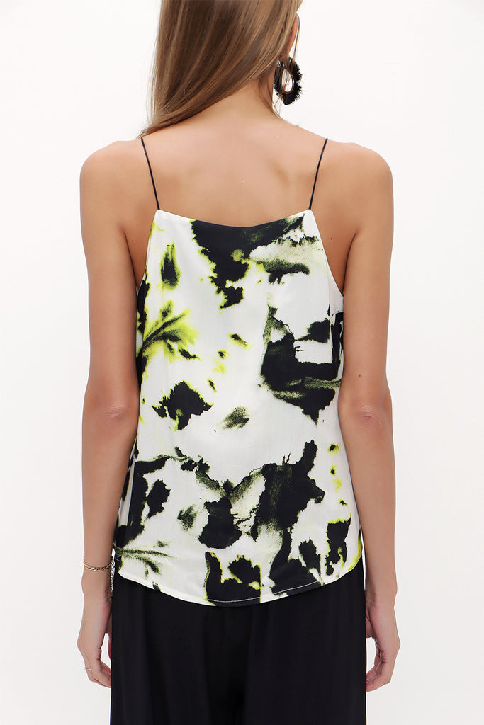 Acid Green Strappy  V-neck  blouse  19792