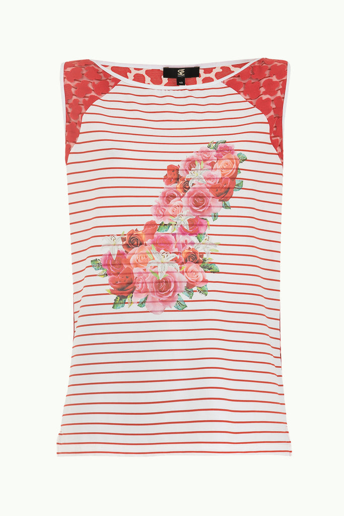 Dantelli Baskılı Bluz Kırmızı 18992