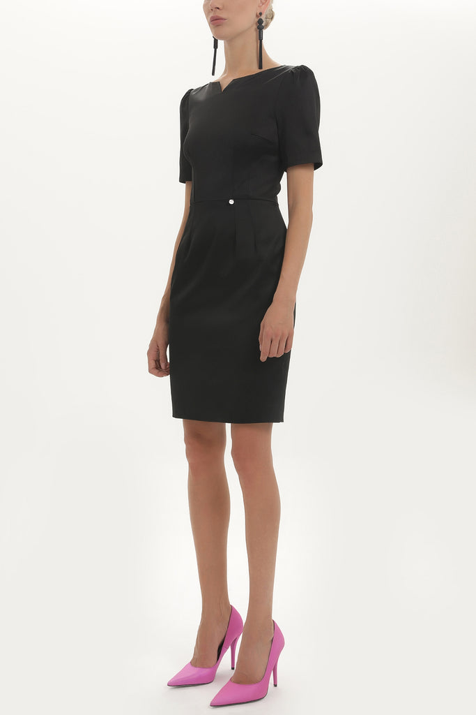 Spotted Jacquard pleated sleeve mini dress 91437