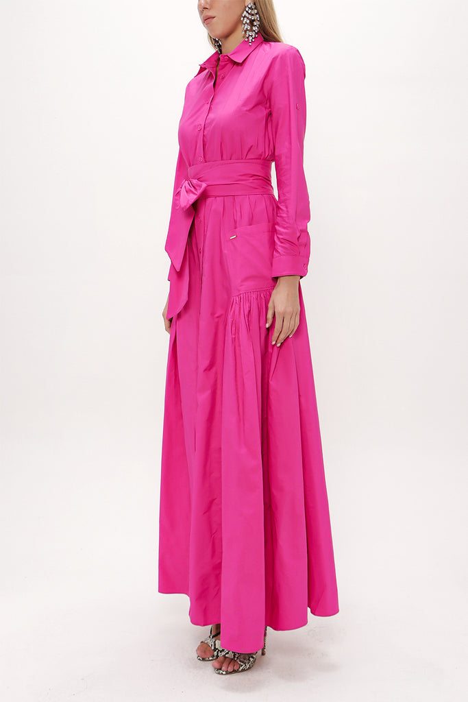 Fuchsia Pleated detail maxi dress 93131