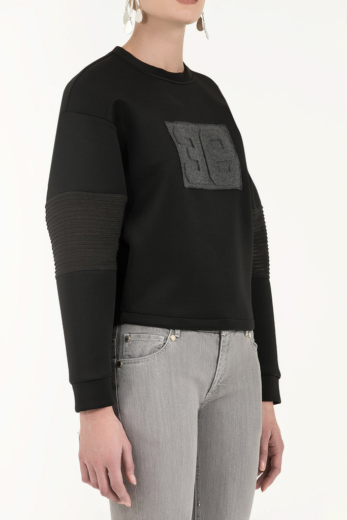 Kadın Baskılı Oversize Sweat Siyah 19555 M03161019555101