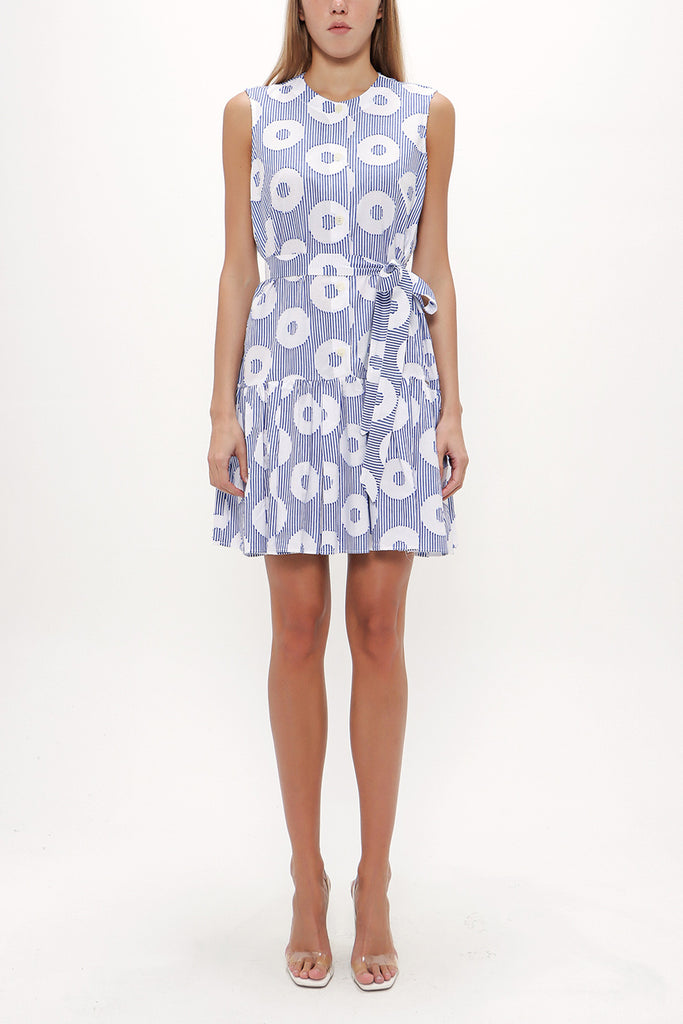 Spotted Pleated sleeveless mini dress 92703