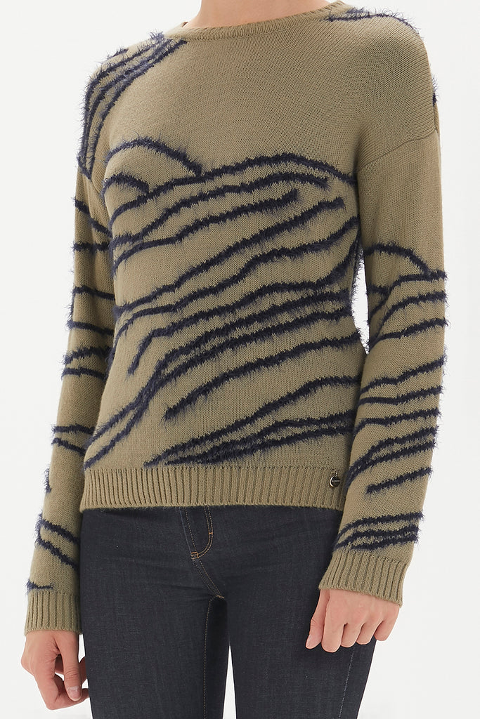 Khaki Wide cut knitwear sweater 28752