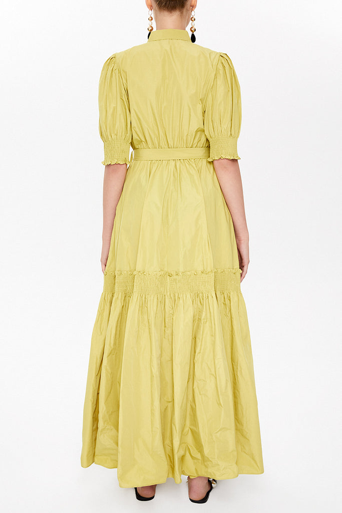 Acid Yellow Elastic detail maxi dress 93109