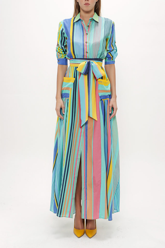 Mint Pocket and elastic maxi dress92878