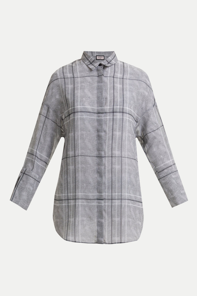 Gray Side slit wide cut shirt  10686