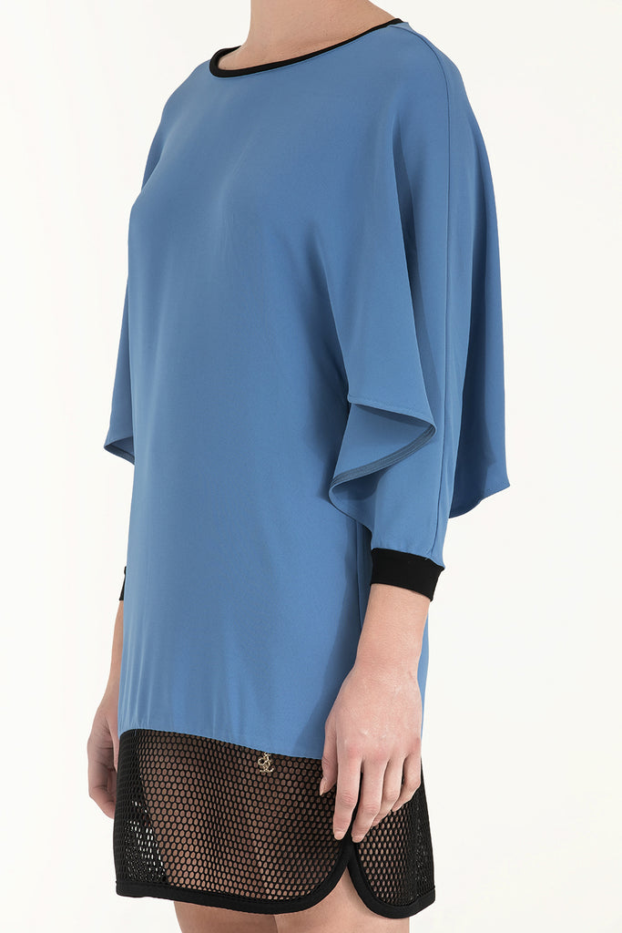 Blue Black Net fabric mix  strappy  mini dress  91436